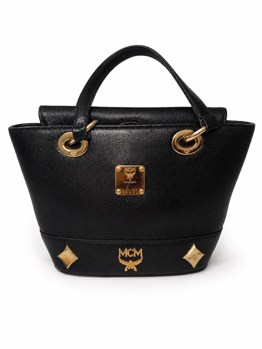 Vintage MCM Black Pebbled Leather Mini Tote Bag w/ Dust Bag